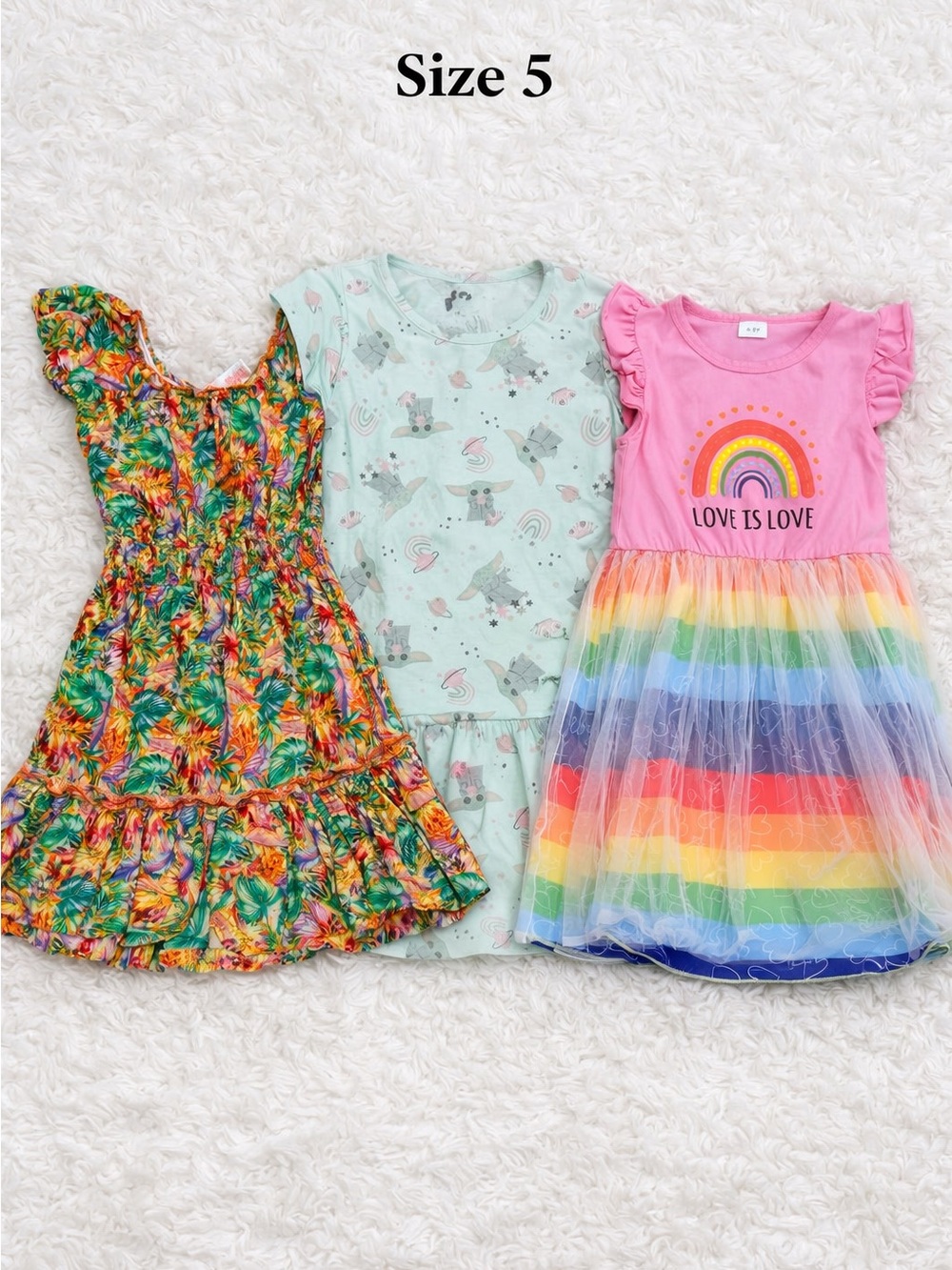 Girls Dress Bundle – Size 5 – 3-Pack – Bright & Colorful